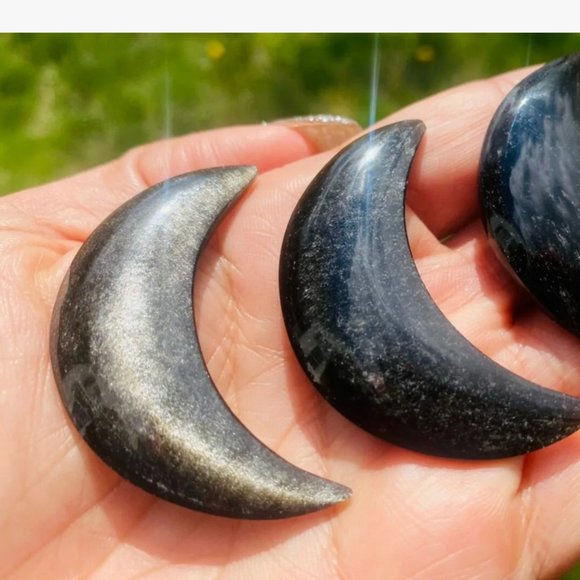 Silver Sheen Obsidian Moon Crystal - Picture 2 of 3